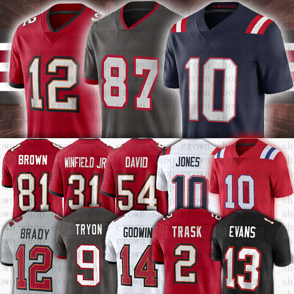 

12 Tom Brady10 Mac Jones Football Jersey Mike Evans Kyle Trask Rob Gronkowski Matt Judon Joe Tryon Chris Godwin Fournette Winfield Devin Tyler Johnson Damien Harris, Men(ai guo zhe)