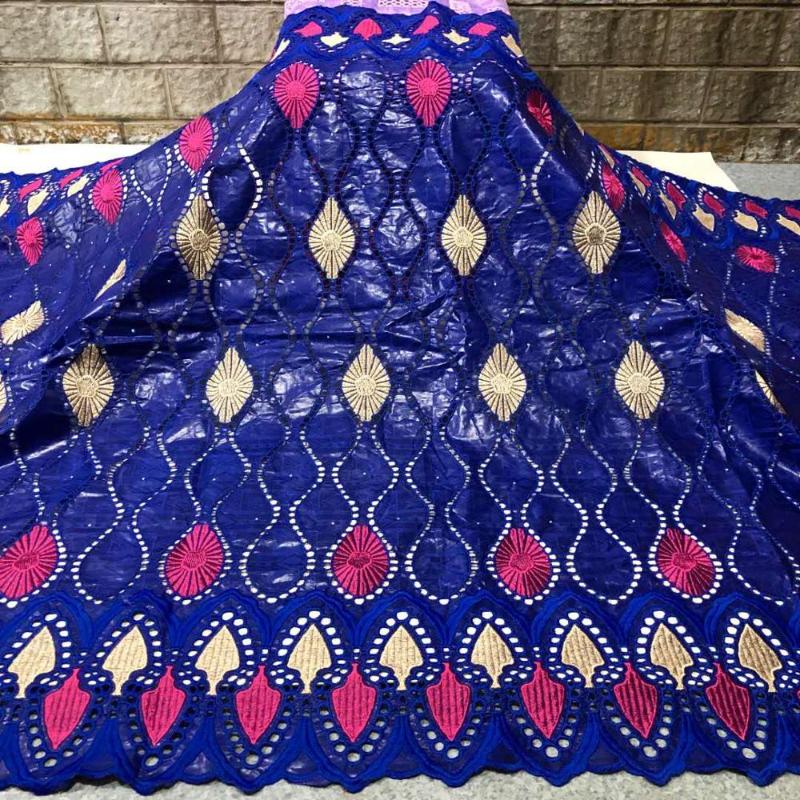 

Scarves African Bazin Riche Fabric With Brode Latest Fashion Embroidery Lace Net