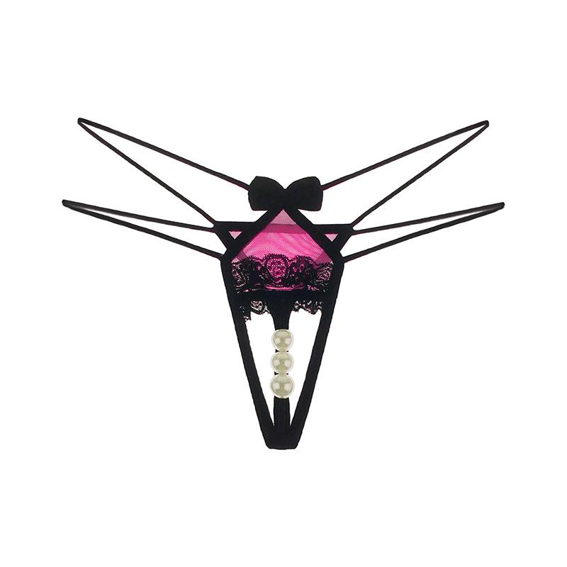 

Women's Panties Sitonjwly Sexy Elastic Bandage Underwear Lengerie Female G-string Transparent Lace Thong Pearl, 06