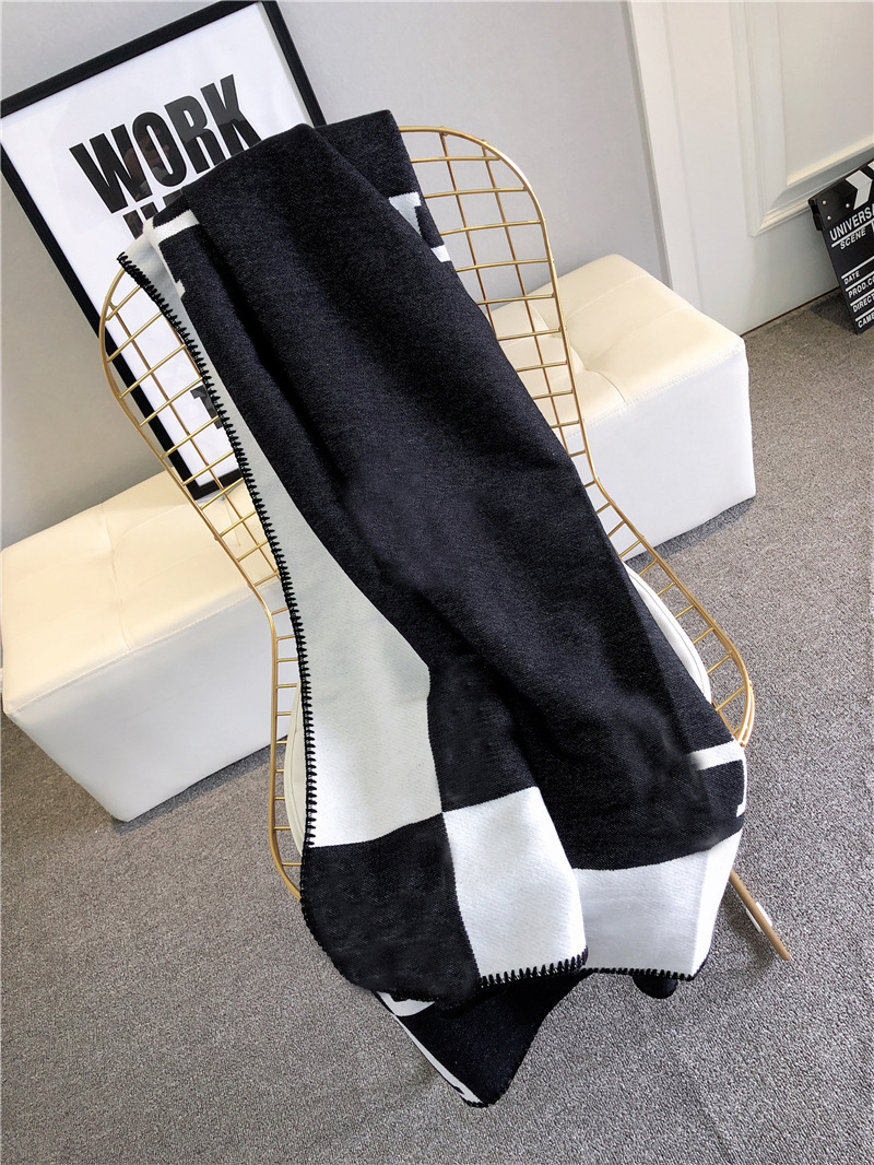 

140x170cm Letter H Cashmere Blanket Crochet Soft Wool Shawl Portable Warm Plaid Sofa Travel Fleece Knitted Blankets towel