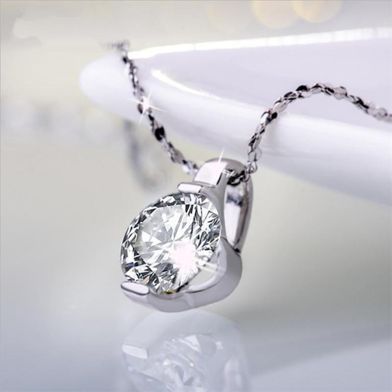 

Pendant Necklaces Top Quality Crystal Round Necklace For Women Jewelry Fashion Silver Plated Girl Clavicle Accessories Purple