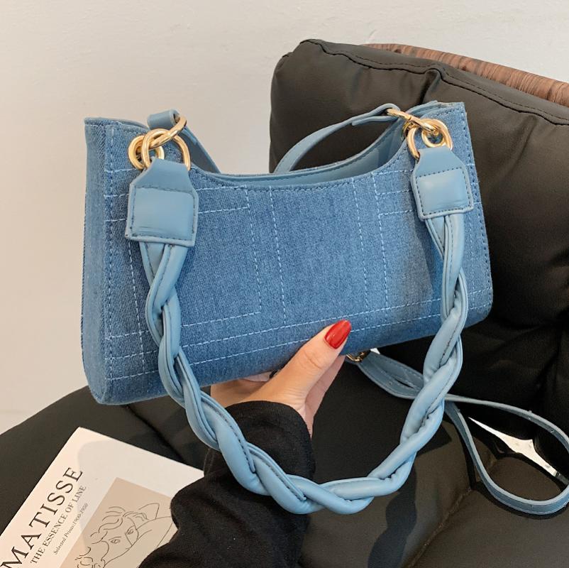 

Evening Bags High-quality Small Bags, Women's Casual All-match 2021 Fashion Messenger Bag, Shoulder Underarm Denim Baguette