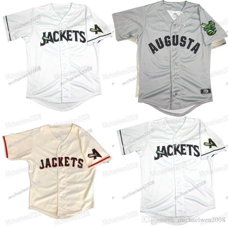 

Mens Augusta GreenJackets White Beige Custom Any Name Any Number Double Stitched Shirts Baseball Jerseys High-quality, Mens whtie1