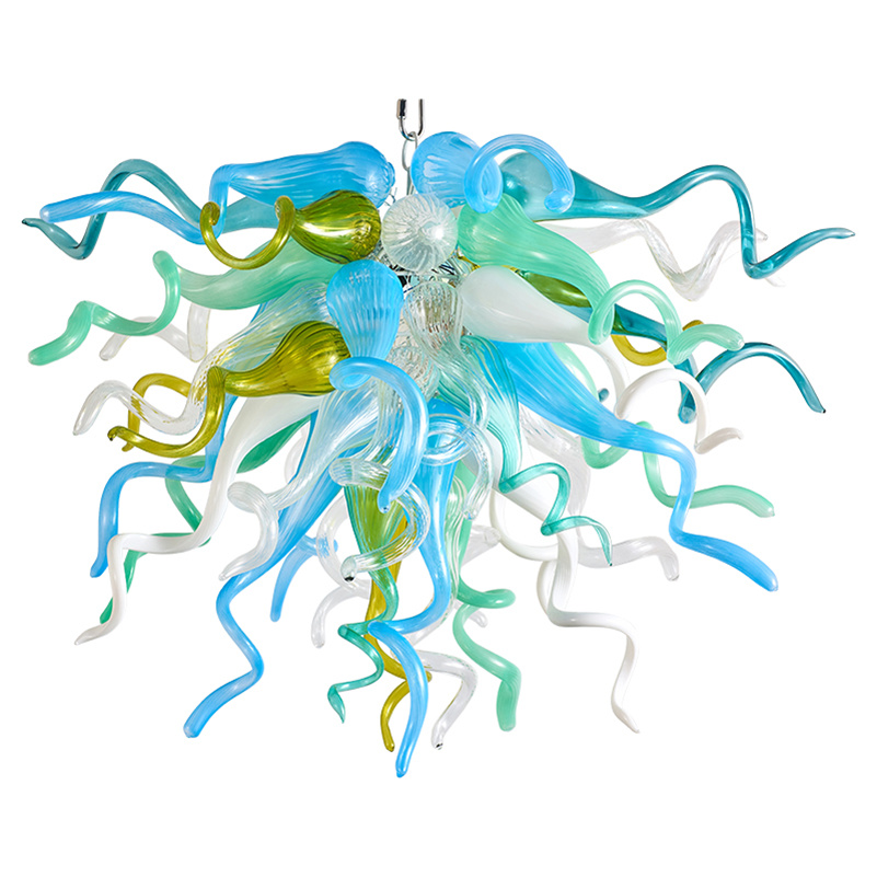 

Hand-blown Glass Crystal Chandelier LED Art Pendant Lamps Blue W70x60CM Indoor Lighting Modern Living Room Decoration