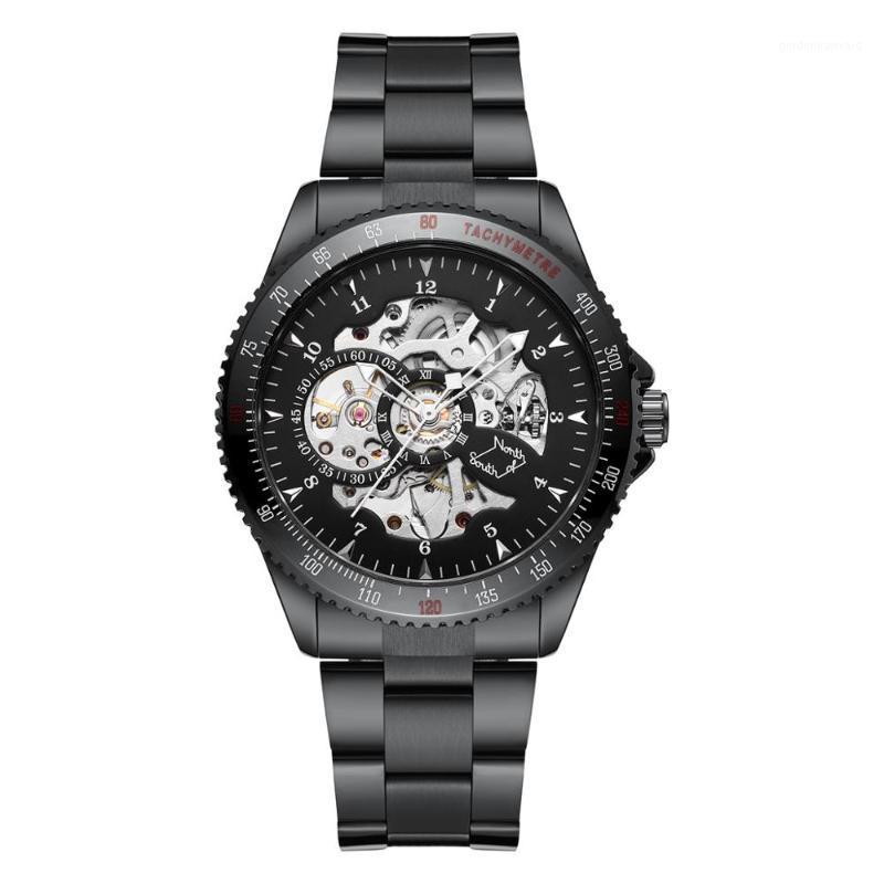 

Brand Black Relogio Masculino Mechanical Watches Men Automatic Big Analog Skeleton Stainless Steel Belts Male Wristwatch Wristwatches