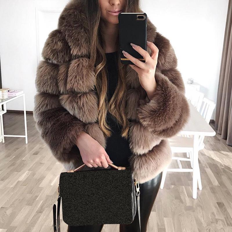 

Women's Fur & Faux Luxury Outwear 2021 Thick Warmer Hooded Coat Women Long Sleeve Jacket Casual Oversize Hoody Overcoat 3XL, Black