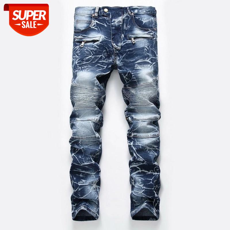 

Denim Designer For Men'S Bike Moto Jeans Stretch Straight OverSize 28-38 40 42 2021 Spring Sutumn Winter HIP HOP Punk Streetwear #bM8n, Black