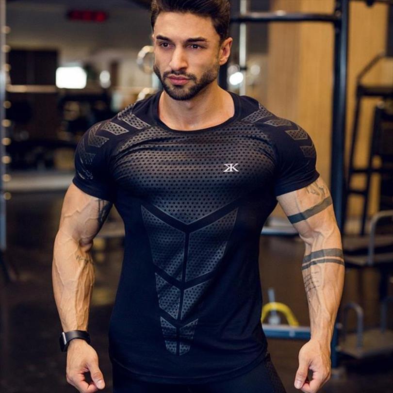 

compression quick dry running sport men t shirts skinny short tee male gym fitness bodybuilding workout black clothing, White;black