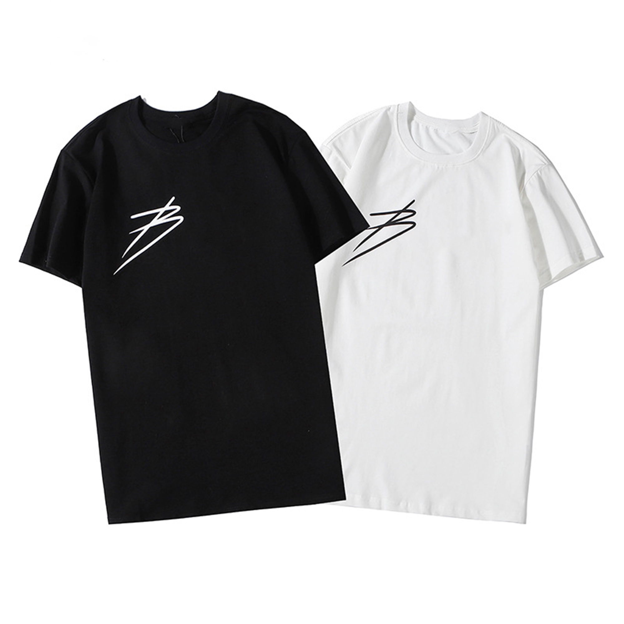 

Summer latest T shirt black and white mens womens fashion pure cotton short-sleeved tops basic T-shirt S-XXXL, Blue