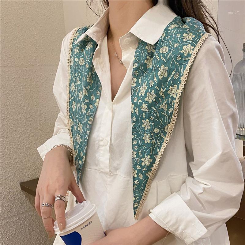 

Scarves Decorative Fake Collar Scarf Outer Wear Cervical Support Turtleneck Cotton And Linen Triangular Binder Shawl For Women, Blue;gray