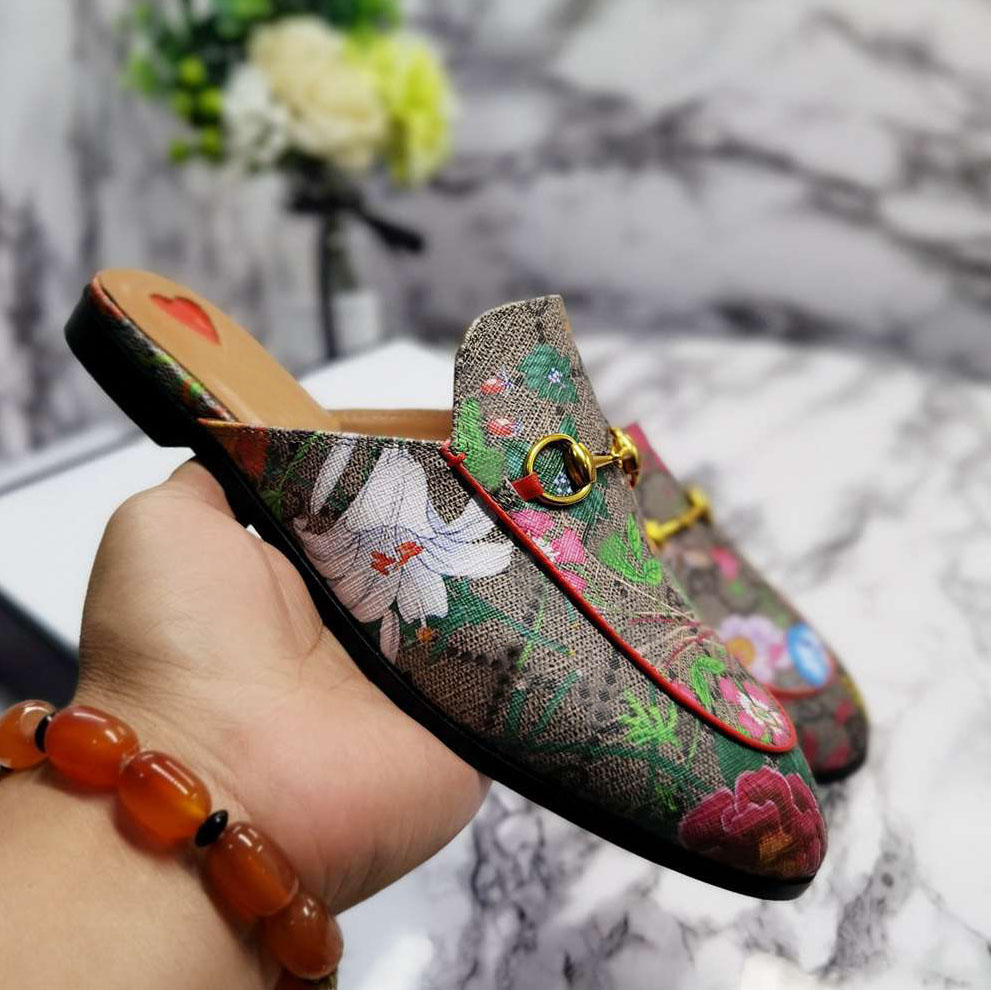 

Genuine Leather Flats shoe Women MEN Loafers slippers slides sandal shoes Summer Princetown Lace Velvet Slipper With Buckle Bees Snake Pattern sandals Box, 17