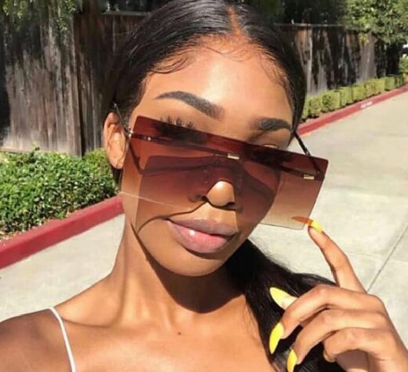 

2021 New 14 Colors Oversize Fashion Rimless Sunglasses With Colors Entire Oblong Lens Novelty Style Cool Eyewear Wholesale