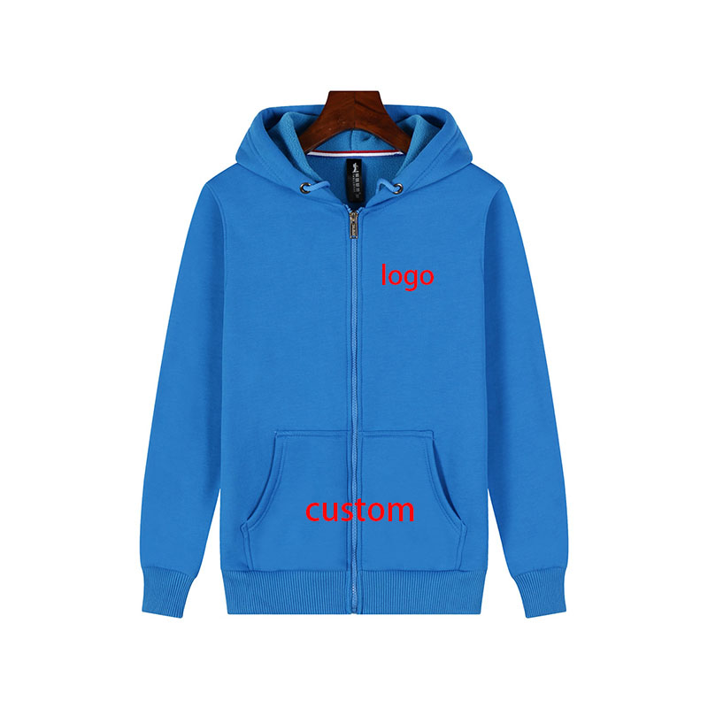 

Stand collar custom logo Hoodie men women zipper jacket long sleeve casual Sweatshirt pure cotton Pullover coat, Red