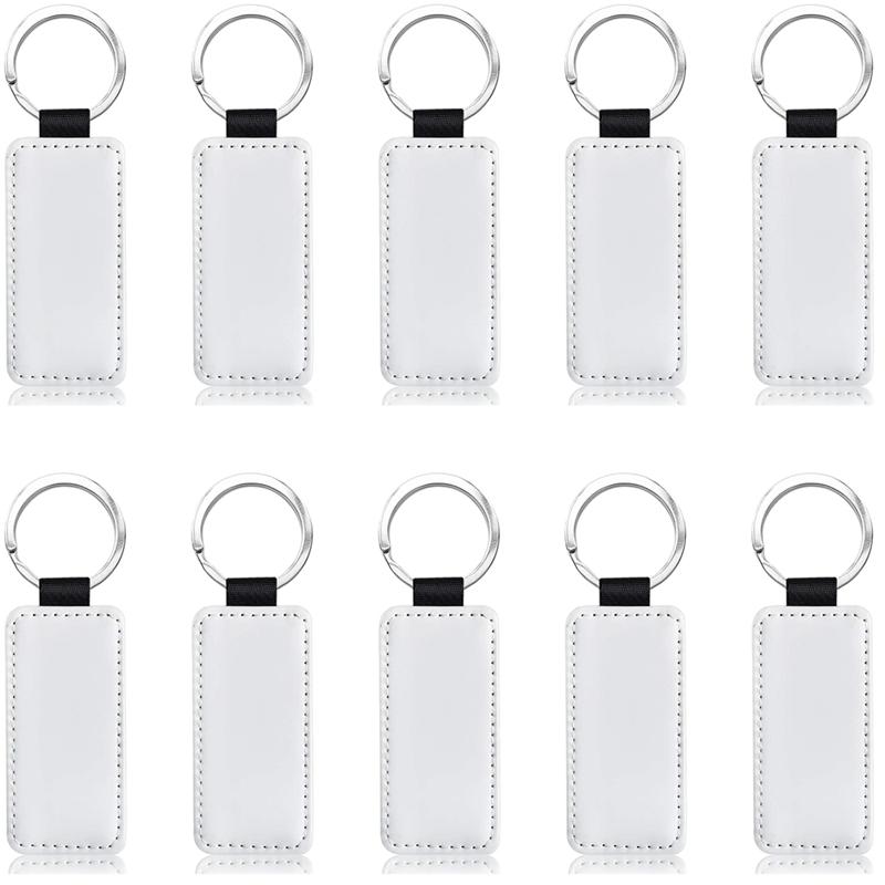 

Keychains 10Pcs Leather Keychain Blank Rectangle MDF Sublimation Heat Transfer Kit Jewelry Making