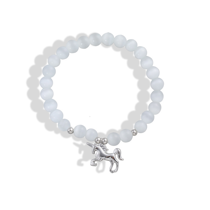 

Shishang S925 silver bracelet natural simple micro inlaid zircon moon cat's eye Unicorn new jewelry women WWI7, Golden;silver