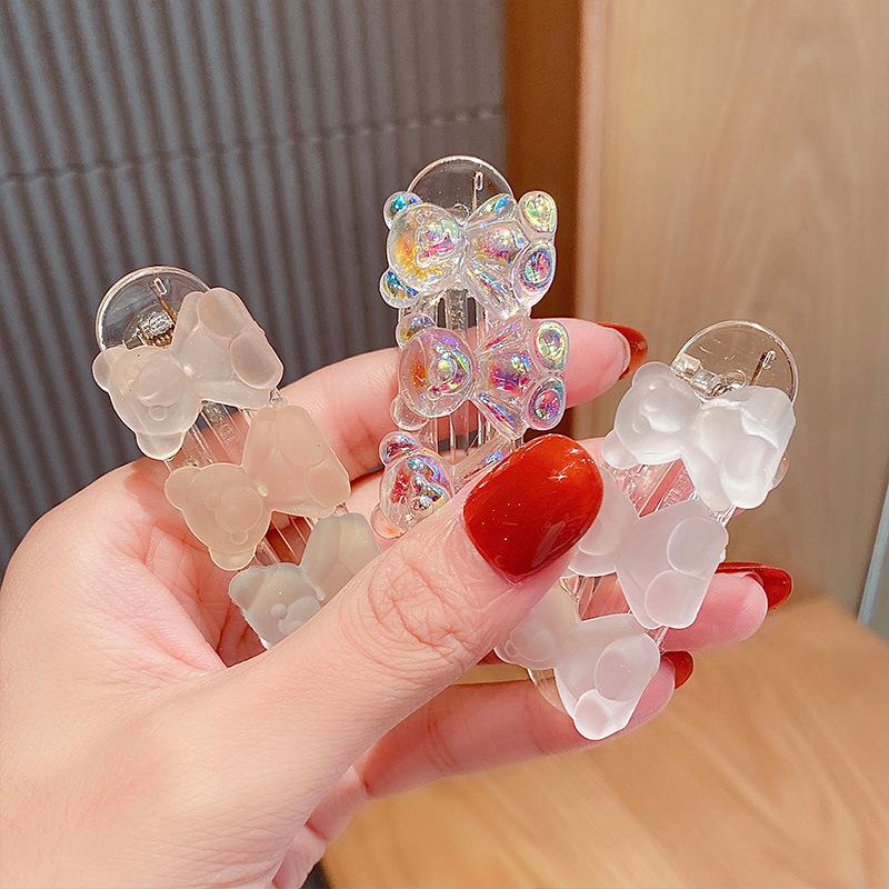 

Hair Accessories Small Girls Cute Cartoon Three Bears Transparent Duckbill Clip Baby Lovely Hairpins Barrettes Kids Headwear, Gray