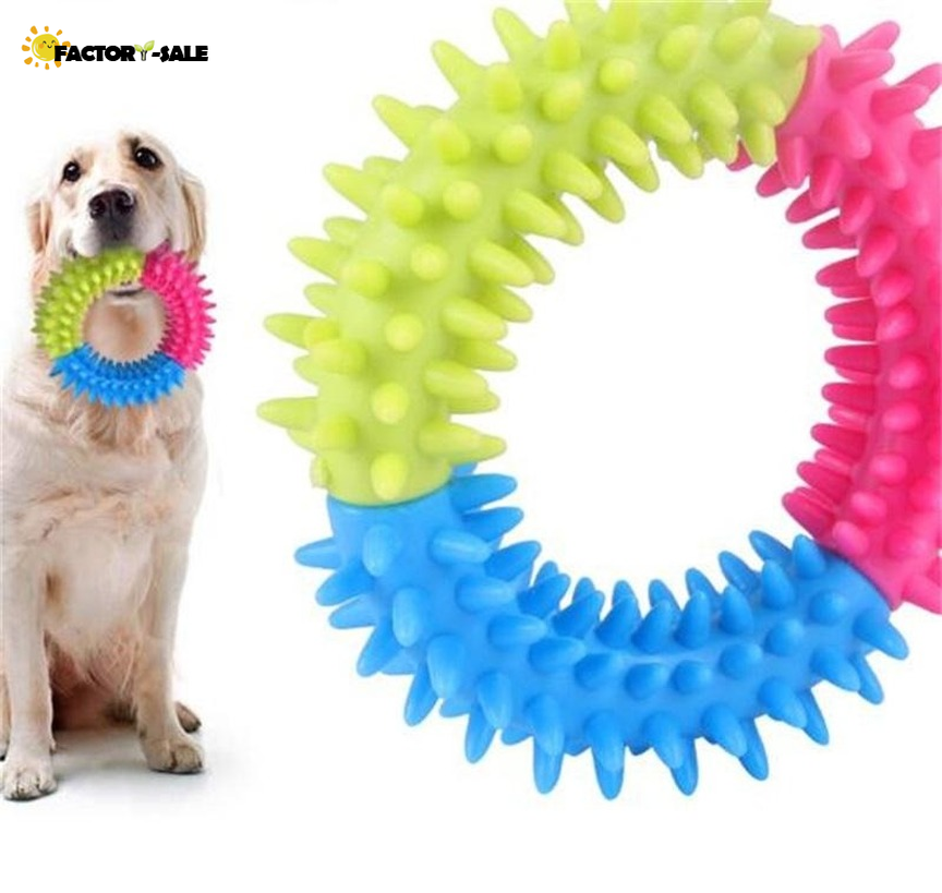 

Colorful Dog Toys Pet Traning Products Resistance To Bite Embossment Spinose Ring Tpr Rubber Toys For Dogs Supplies FM31