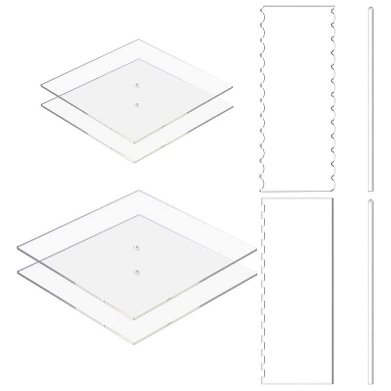 

Baking & Pastry Tools Acrylic Square Cake Discs Set,Buttercream Decorating With 4 Discs,Icing Scraper,Center Dowel For