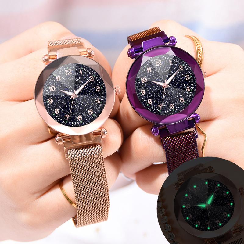 

Wristwatches 2021 Top Brand Watch Women Fashion Luxury Starry Sky Magnetic Buckle For Ladies Quartz Selling Relogio Feminino, Brown
