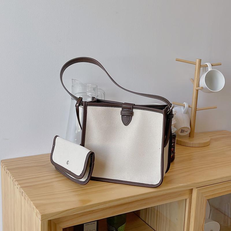 

Evening Bags 2021 Casual Women's Bag High Quality Cotton Canvas Female Handbags Designer Ladies Flap Small Youth Shoulder Whole Sale, Beige