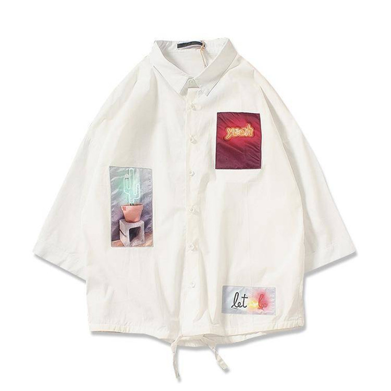 

2021 New Japons Ukiyo e Geometria Patchwork Hip Hop Casual Streetwear Camisas Das Mulheres Homens De Moda High Street Tops Dos 73wc