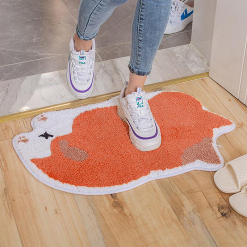 

Carpets Furry Cartoon Carpet Bedside Plush Rug Absorbent Bath Mat Living Room Non-slip Floor Mats Balcony Area Rugs Hallway Doormat, Orange cat rug