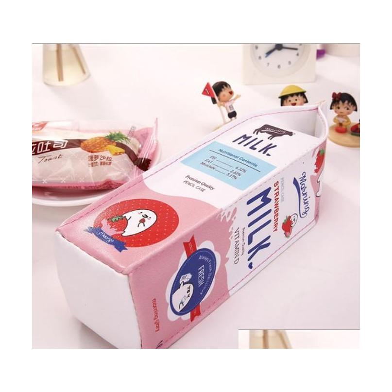 

Pu Creative Simulation Milk Cartons Pencil Case Kawaii Stationery Pouch Pen Bag Coin Pur jllMfn jhhome