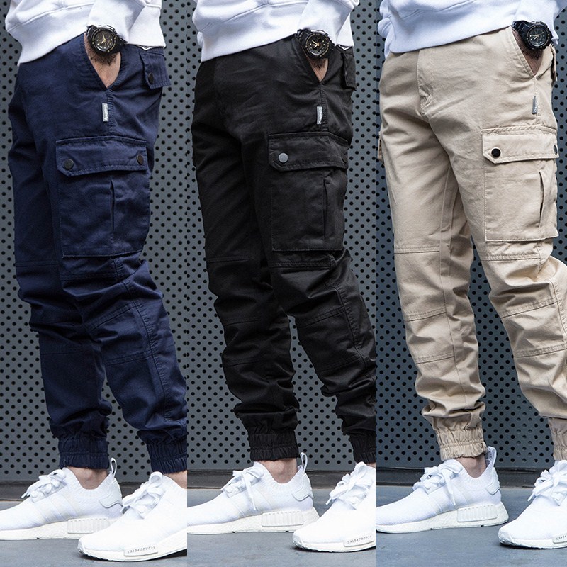 

2021 New Fashion Streetwear Jeans Big Pocket Casual Cargo Japanese Vintage Designer Hip Hop Joggers Pants Men Harem Trousers Byn2, Black