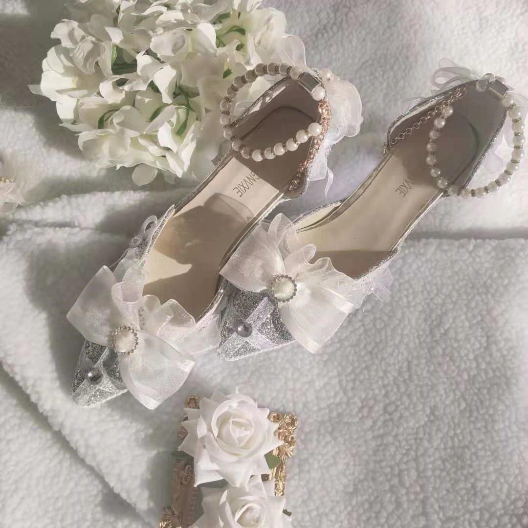 

Sweet, Elegant Girls Lolita-style Kawaii-style Tea Party Anime Loli Women's Shoes High Heels Pearl Strass Yena