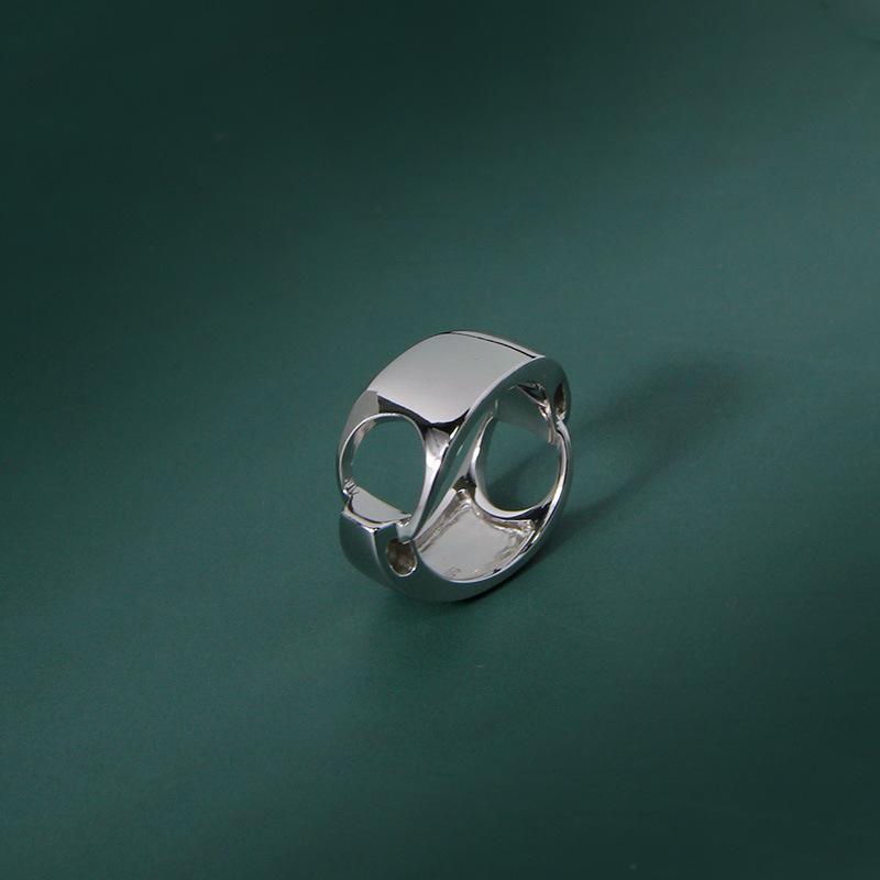 

Cluster Rings Korean S925 Sterling Silver Ring Ins Simple Niche Temperament Hollow Geometric Twisted Female