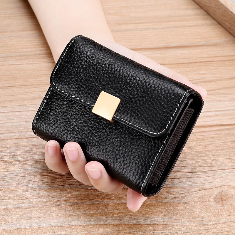 

Wallets 2021 Women's 100% Genuine Leather Ladies Wallet Mini Fashion Clutch Bag Card Holder Small Coin Purses Female, Black