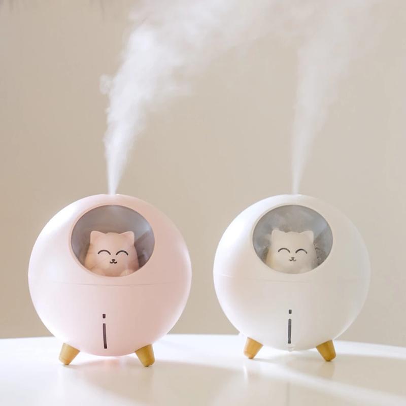 

Humidifiers 220ML Household Aromatherapy Desktop Spray Air Humidifier Cute Pet Planet Cat LED Light Ultrasonic Aroma Essential Oil Diffuser