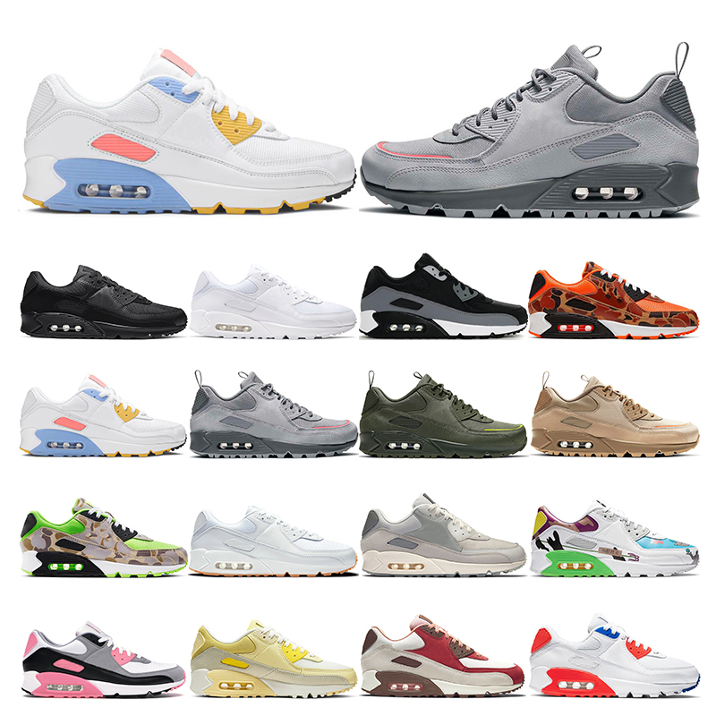 

air max 90 mens running shoes women Safety Orange Lemon Venom White Gum green Camo Wolf dust Grey Solar Flare trainer sports sneaker size 36-45, 17 triple black