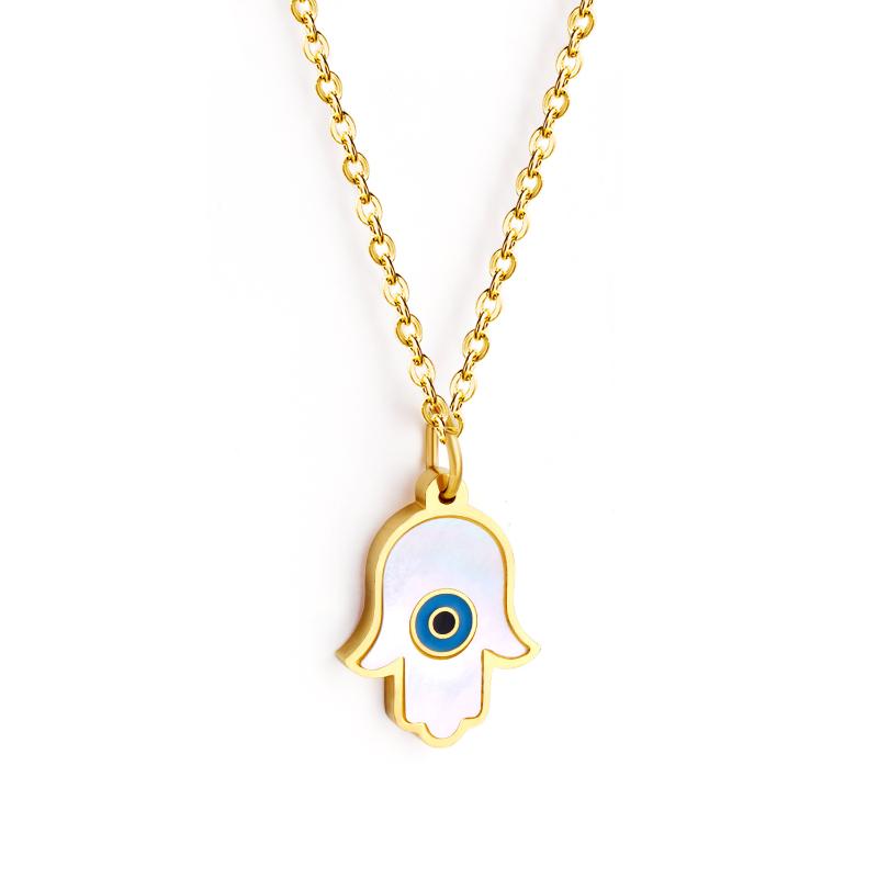 

Pendant Necklaces One Piece Hand Of Fatima Necklace Evil Eyes Gold Silver Stainless Steel Jewelry Girlfriend Gift