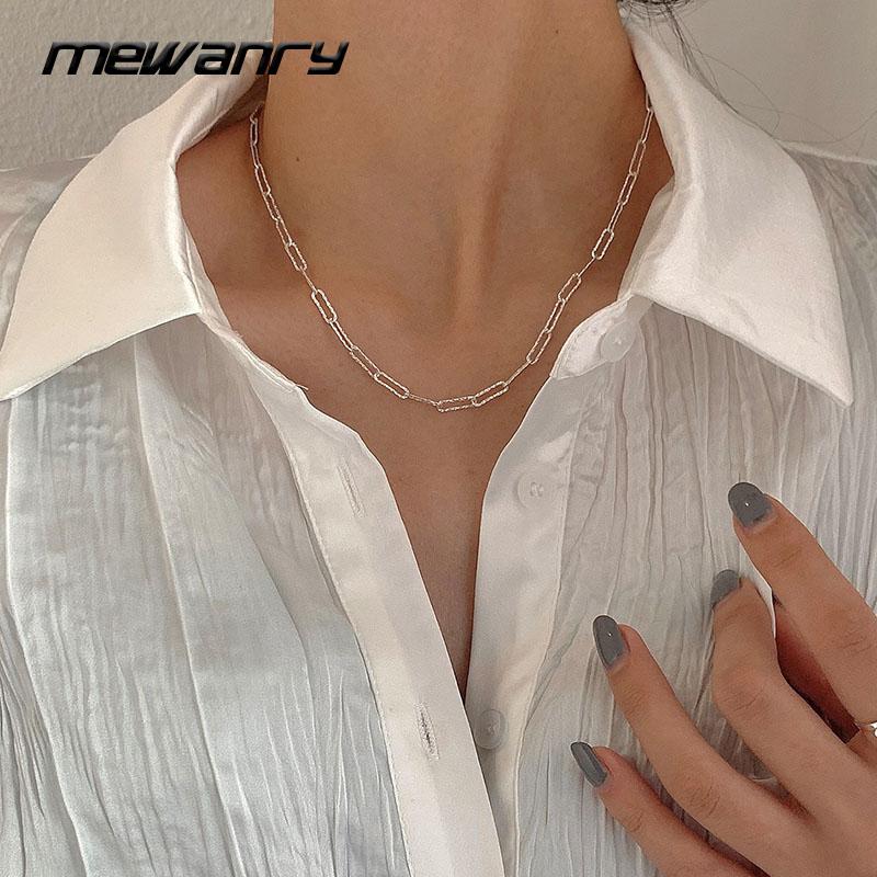 

Chains Mewanry 925 Sterling Silver Necklace Chain For Women Hollow Fashion Elegant Simple Design Holiday Party Jewelry Birthday Gifts