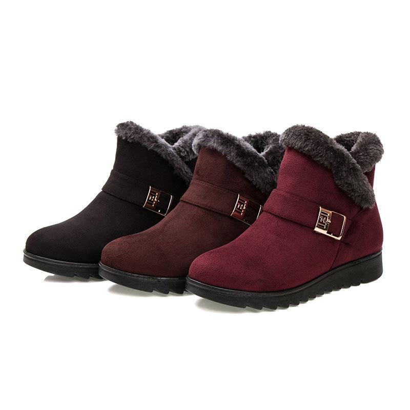 

Boots Women Snow Warm Short Fur Plush Winter Ankle Boot Plus Size Platform Ladies Suede Zip Shoes Female Comfort Drop Y, Brown