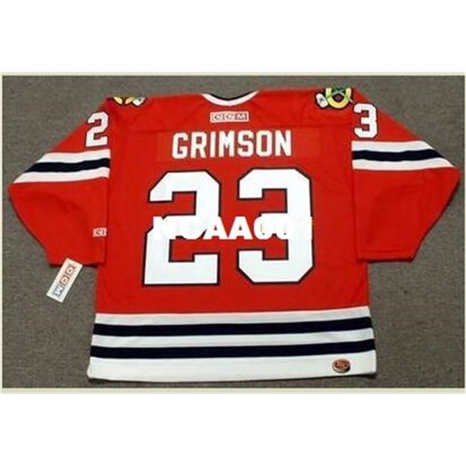 

668s #23 STU GRIMSON Chicago Blackhawks 1991 CCM Hockey Jersey or custom any name or number retro Jersey, Black