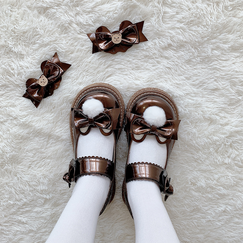 

Japanese Lolita Plutonium Leather Jk Lovely Girl Kawaii Student Sweet Big Round Head Proof Dwaterproof Water Loli Shoes Anime Cosplay U5pw