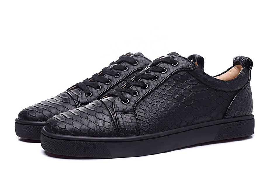 

Black Python Leather Red Bottoms Shoes For Men Women Low Top Snakeskin Skate Sneaker Mens Womens Flat Luxurys Designers Shoe Size35-46 10 Colors, Color 01