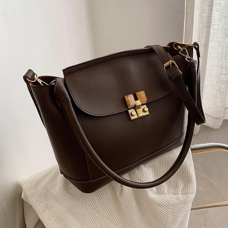 

Vintage Fashion Female Tote Bag 2021 New High Quality PU Leather Women Designer Handbag High capacity Shoulder Messenger Bag, Black