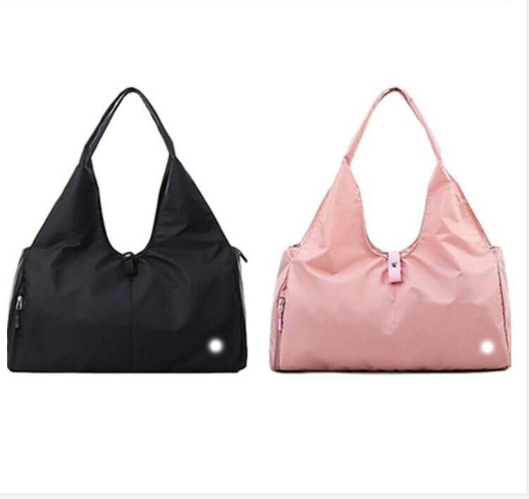 

fashion lu bag outdoor fitness travel large capacity portable shoulder bag sports yoga waterproof shoes position dry and wet separation, Black