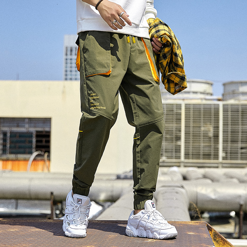 

2021 New Spring Autumn Cargo Popular Fashionable Harun Leg Straps Casual Men Ins Super Hot Sale Pants R4x1, Army green