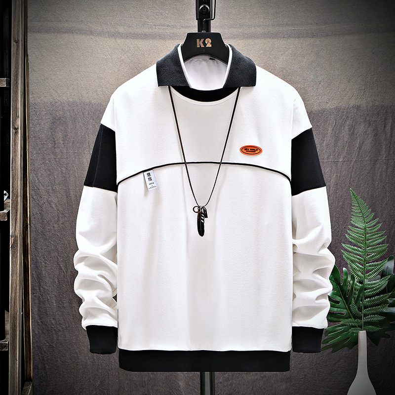

2021 New Brand Men's Autumn Hoodie Clothes Long Sleeve Sweatshirt Tops Korean Style Plus Size White Patchwork Clothing Loose Hoodies K4nz, Blue