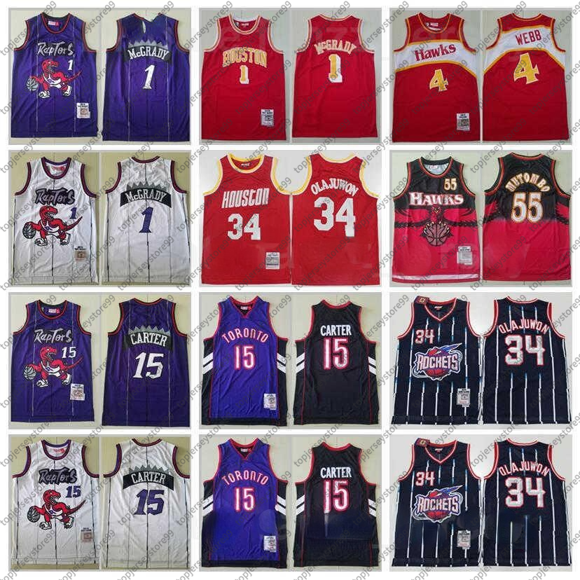 

Cheap Basketball Mitchell And Ness Spud Webb Jersey 4 Tracy McGrady 1 Vince Carter 15 Dikembe Mutombo 55 Hakeem Olajuwon 34 Retro Man 100% Stitched, Black;red