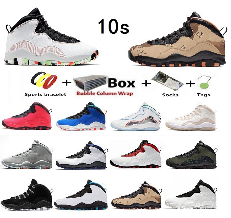 

With Box Jumpman 10 Ember Glow Camo Men Basketball shoes Fusion Red Woodland Wings Seattle Westbrook I'm back Desert Dark Smoke Grey 10s mens trainers sports sneakers, Color#3