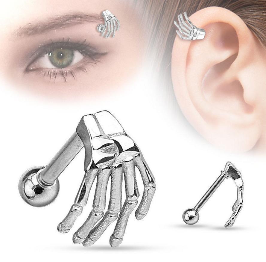 

Popular anti-allergy piercing in Europe and the United States skull ghost hand ear eyebrow tongue nail Jewelry