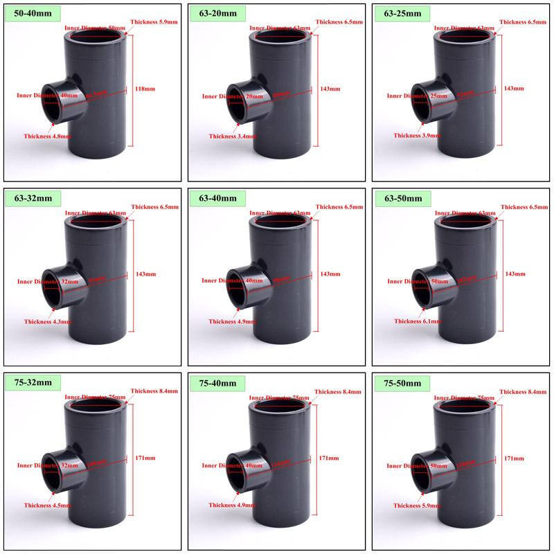 

63~90 To 32~63mm UPVC Pipe Reducing Tee Connector Irrigation System Hydroponics Frame Aquarium Fish Tank 3-Way Tee Socket Joint