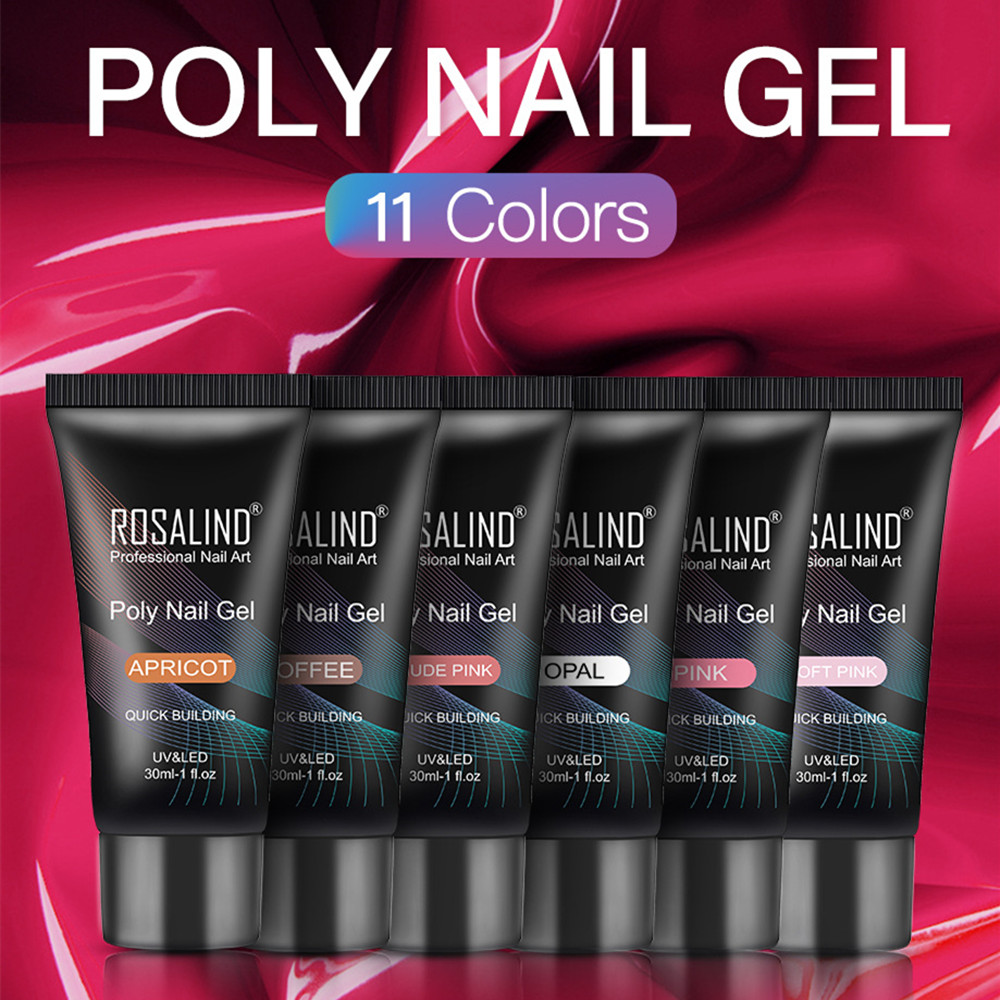 

ROSALIND 1.0fl oz UV LED Poly Nail Gel Builder Acrylic Crystal Quick Building Extension Nail Art, Multi