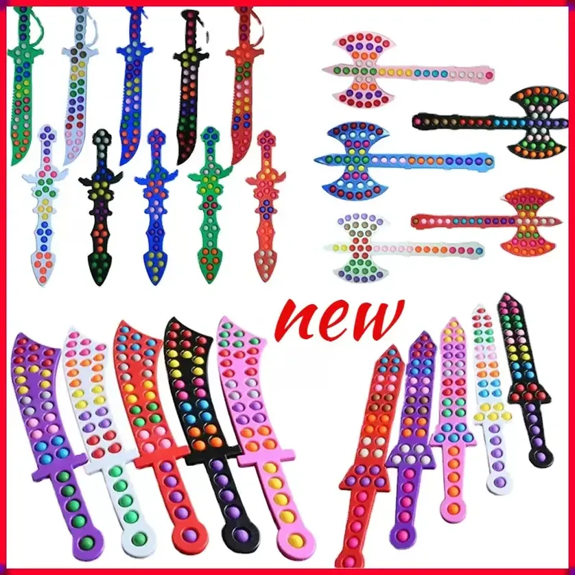 

NEW Sword Axe Prop Pops Fidget Toy Giant Large Push Bubble Sensory Stress Relief Anti Anxiety Christmas Gift Kids Family Games Finger Puzzle Toys WHT0228