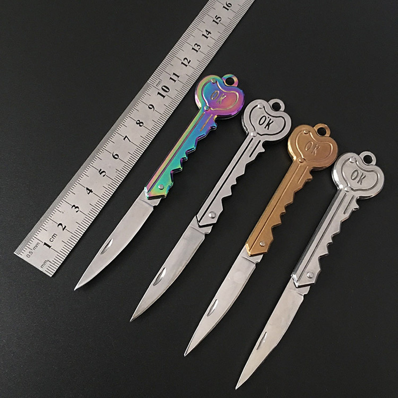 

Ring chain Mini Knife Form Key Blade Box Package Folding Pocket Multi-tool Letter Opening Gadget Kit Camp Outdoor